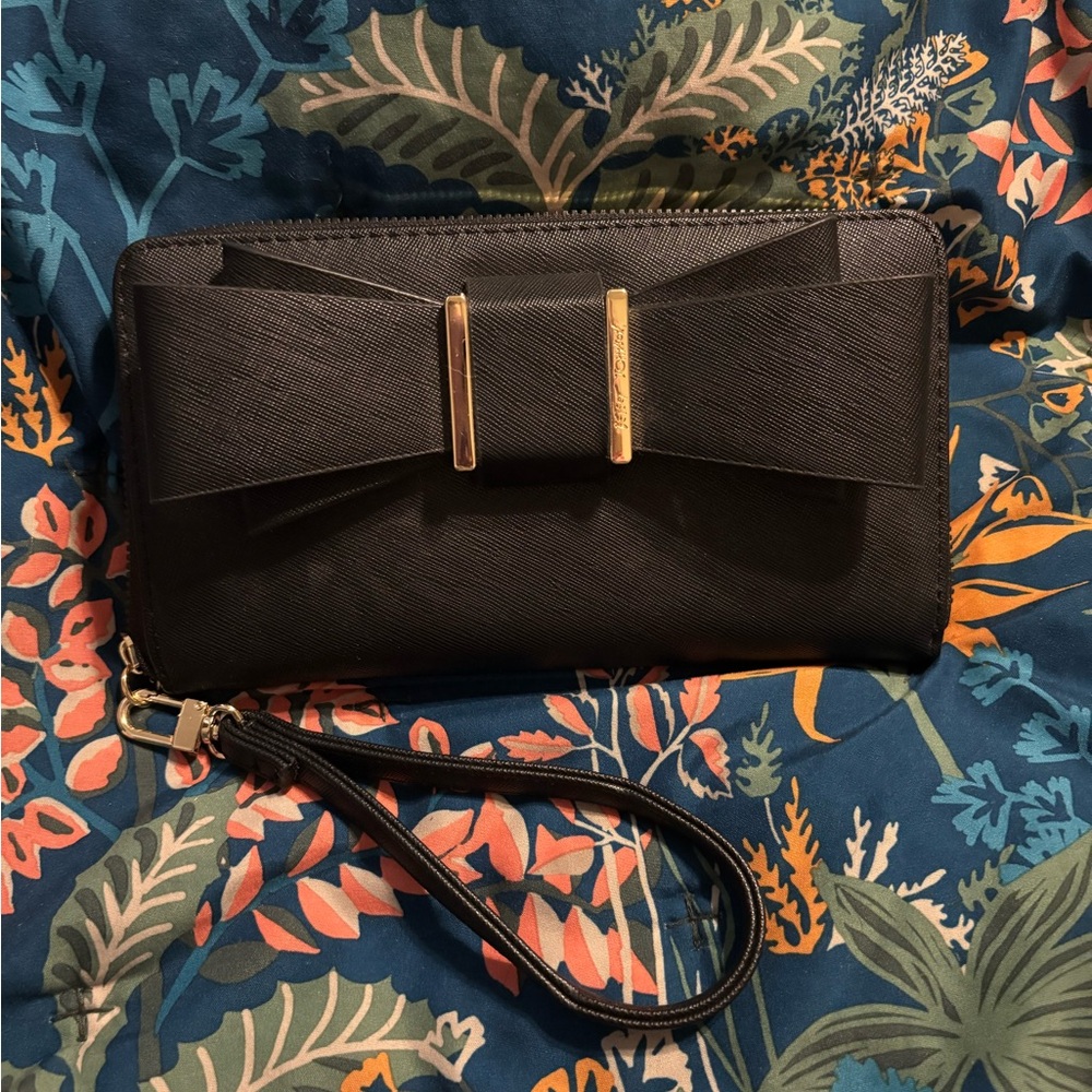 Betsey Johnson Black and Gold Bow Clutch